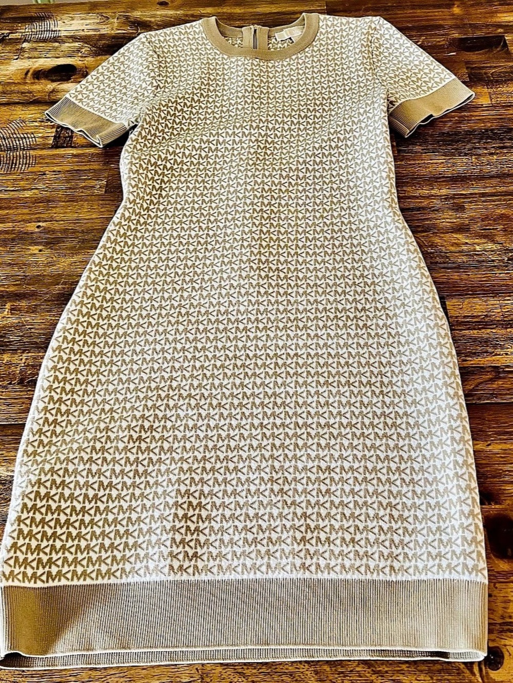 Michael Kors Mini Knit Logo Dress Logo in Brown & White Small 2000s bodycon ✨